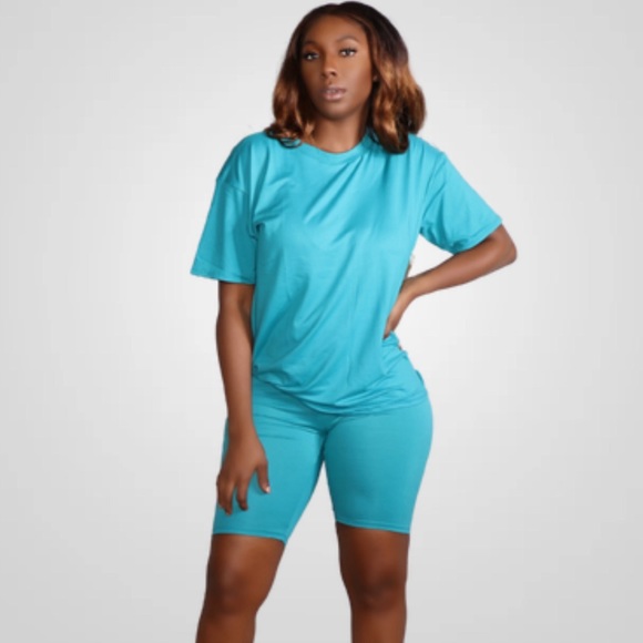 NOT SO BASIC BIKER SHORTS SET IN JADE - Picture 3 of 7